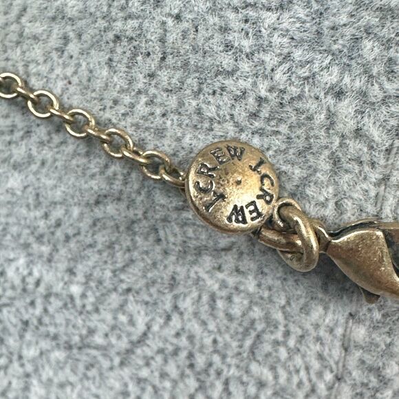 J. Crew Necklace Charm Fringe Tassel Green Crystal Gold Tone 40" Jewelry - Picture 7 of 8